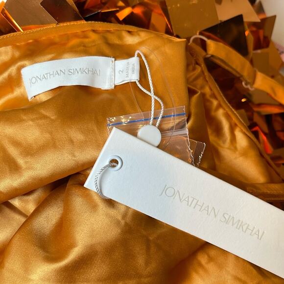 Jonathan Simkhai Indra Sequin Embellished Asymmetric Orange Maxi Dress Sz 2 - Picture 9 of 10